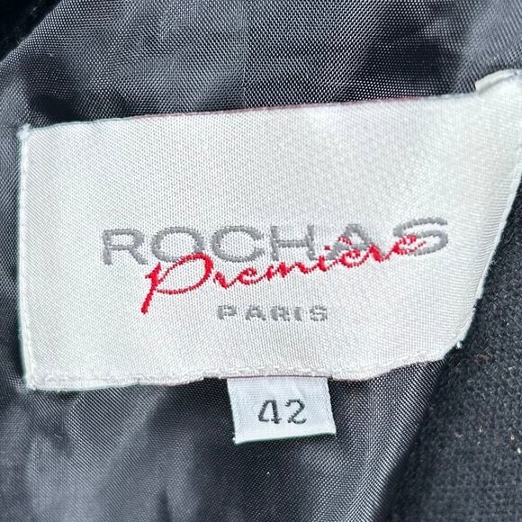 Rochas Paris Black Silk Velvet Jewel Neckline Sleeveless Dress EU 42, US 6 - Picture 7 of 8